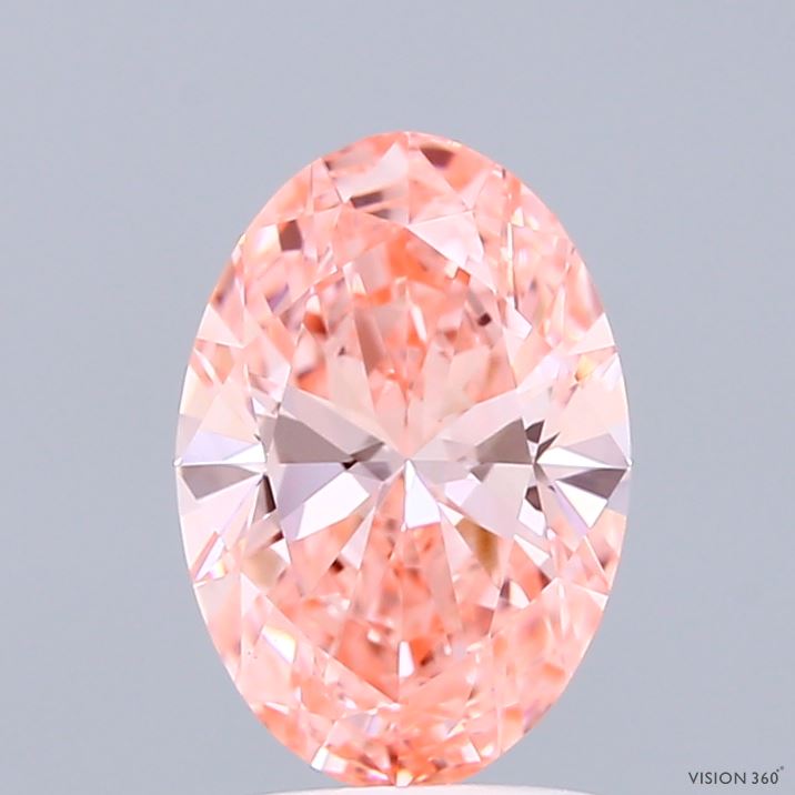 1.40 Carat Oval Shaped, Ideal Cut, FANCY VIVID PINK Color, VS1 Clarity, IGI Certified Lab Grown Diamond