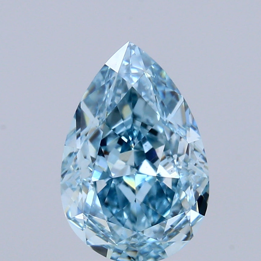 1.71 Carat Pear Shaped, Excellent Cut, FANCY VIVID BLUE Color, VS1 Clarity, IGI Certified Lab Grown Diamond