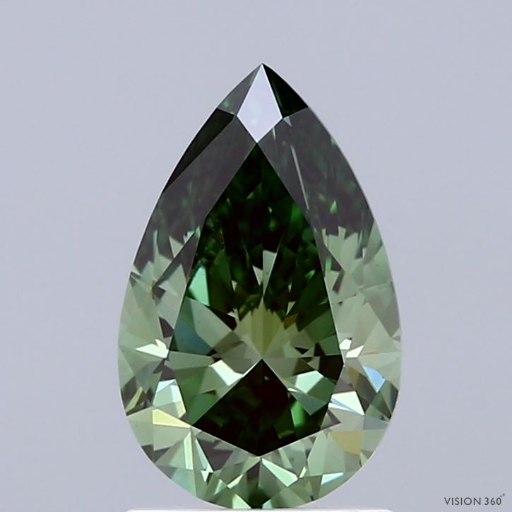 1.50 Carat Pear Shaped, Ideal Cut, FANCY VIVID GREEN Color, VVS2 Clarity, IGI Certified Lab Grown Diamond