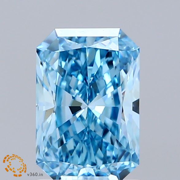 1.50 Carat Radiant Shaped, Ideal Cut, FANCY VIVID BLUE Color, VS1 Clarity, IGI Certified Lab Grown Diamond