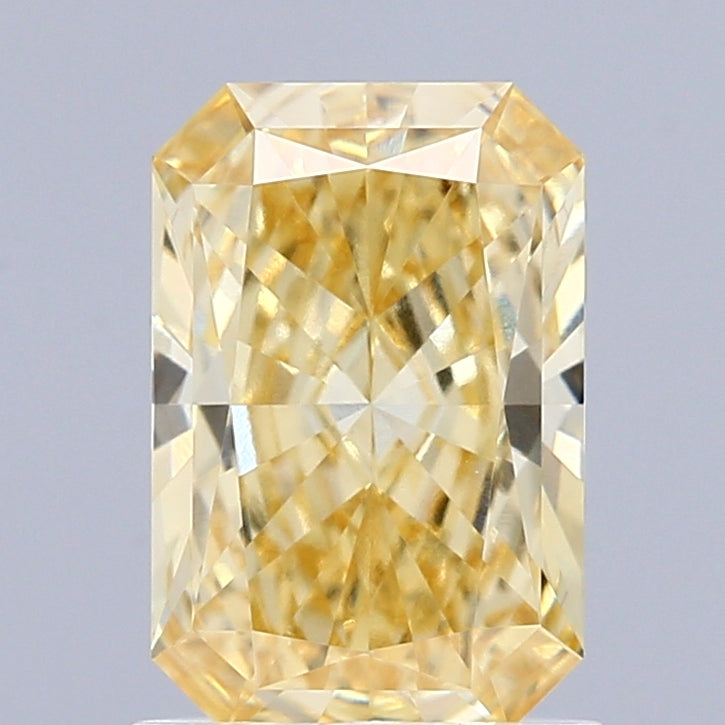 1.31 Carat Radiant Shaped, Ideal Cut, FANCY INTENSE YELLOW Color, VVS2 Clarity, IGI Certified Lab Grown Diamond