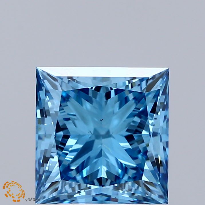 3.00 Carat Princess Shaped, Ideal Cut, FANCY VIVID BLUE Color, VS1 Clarity, IGI Certified Lab Grown Diamond