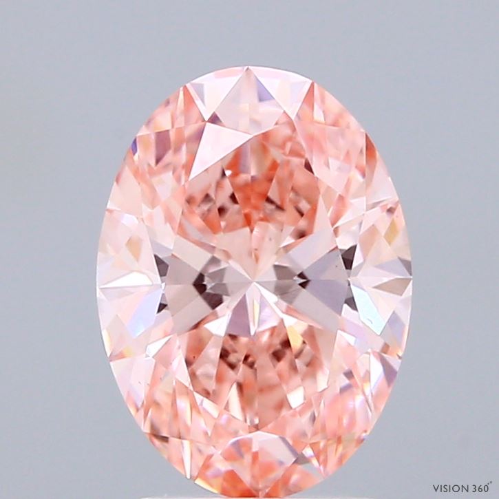 2.00 Carat Oval Shaped, Ideal Cut, FANCY VIVID PINK Color, VS1 Clarity, IGI Certified Lab Grown Diamond
