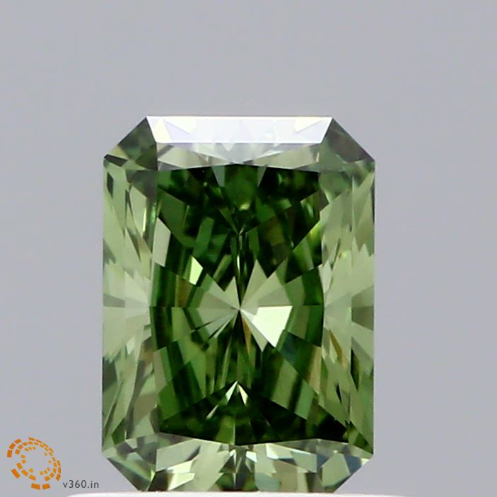 0.81 Carat Radiant Shaped, Ideal Cut, FANCY VIVID GREEN Color, VS1 Clarity, IGI Certified Lab Grown Diamond