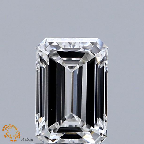 0.97 Carat Emerald Shaped, Ideal Cut, F Color, VVS2 Clarity, IGI Certified Lab Grown Diamond
