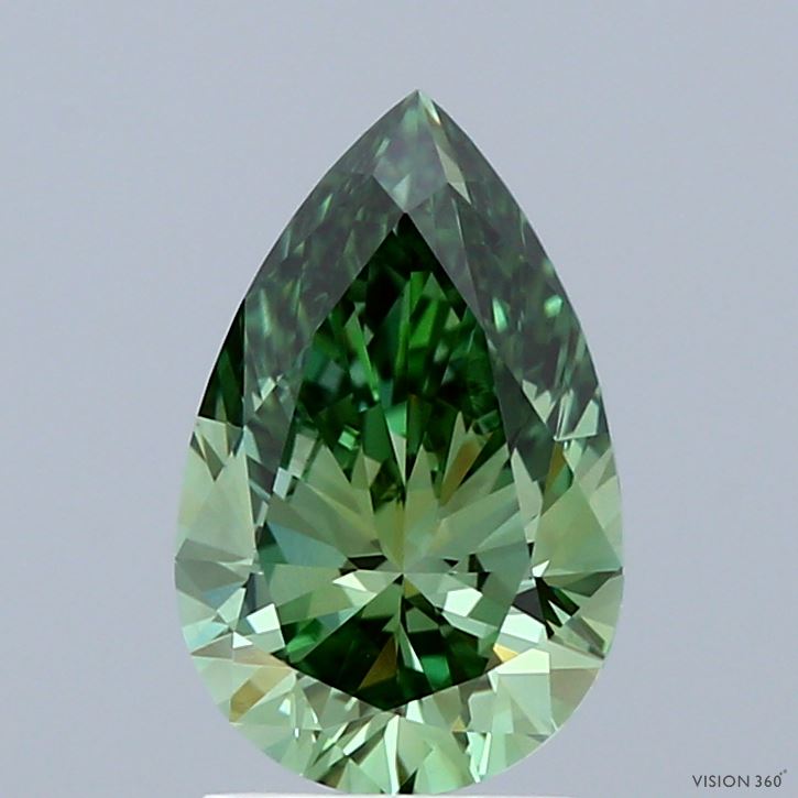 1.51 Carat Pear Shaped, Ideal Cut, FANCY VIVID GREEN Color, VS1 Clarity, IGI Certified Lab Grown Diamond