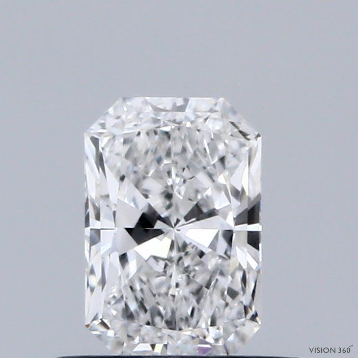 0.56 Carat Radiant Shaped, Ideal Cut, D Color, VVS2 Clarity, IGI Certified Lab Grown Diamond