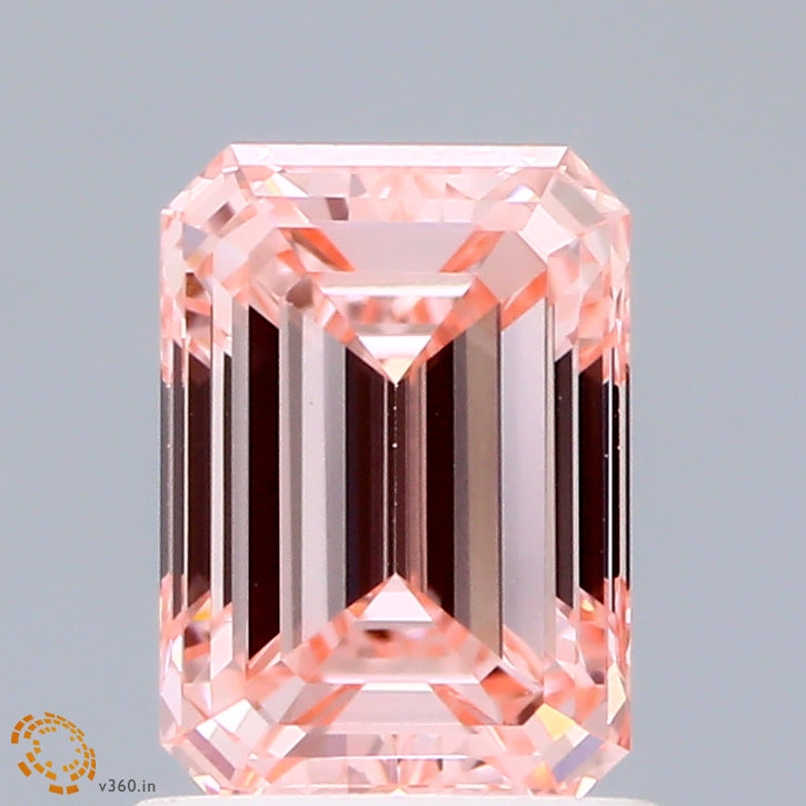 1.12 Carat Emerald Shaped, Ideal Cut, FANCY INTENSE PINK Color, VVS2 Clarity, IGI Certified Lab Grown Diamond