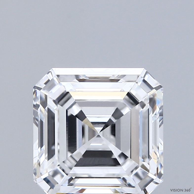 3.24 Carat Asscher Shaped, Ideal Cut, D Color, VVS2 Clarity, IGI Certified Lab Grown Diamond