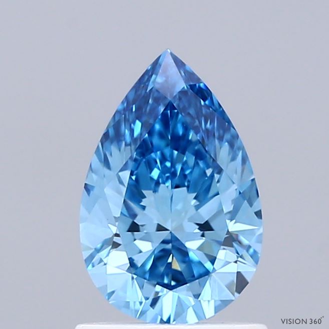 1.03 Carat Pear Shaped, Ideal Cut, FANCY VIVID BLUE Color, VS1 Clarity, IGI Certified Lab Grown Diamond