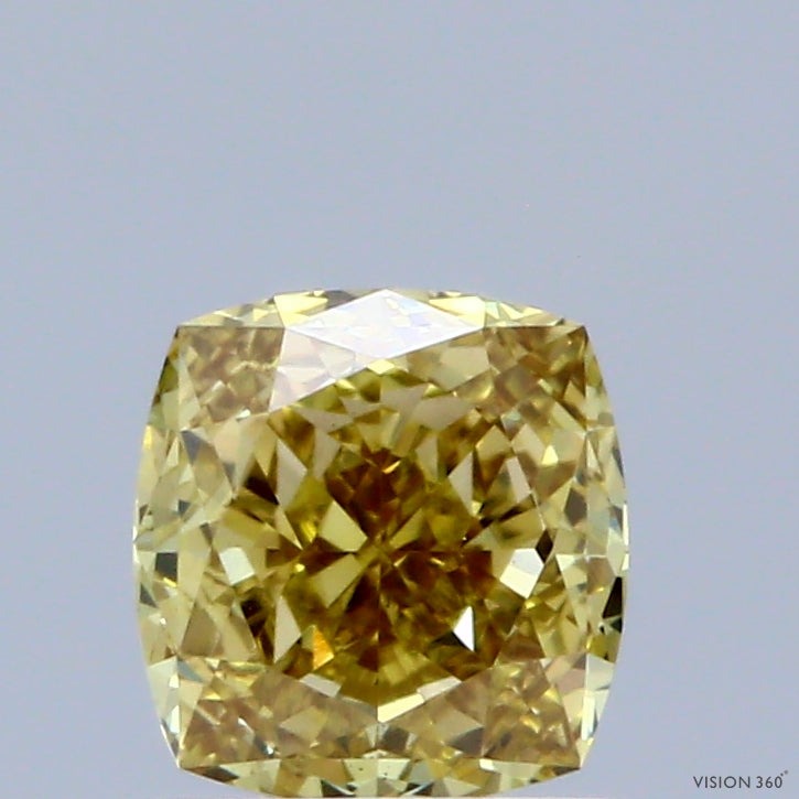 1.03 Carat Cushion Shaped, Very Good Cut, FANCY INTENSE YELLOW Color, VS1 Clarity, IGI Certified Lab Grown Diamond