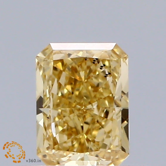 0.40 Carat Radiant Shaped, Ideal Cut, FANCY VIVID YELLOW Color, VS2 Clarity, IGI Certified Lab Grown Diamond