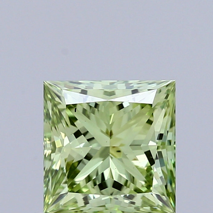 1.04 Carat Princess Shaped, Ideal Cut, FANCY VIVID GREEN Color, VS2 Clarity, IGI Certified Lab Grown Diamond