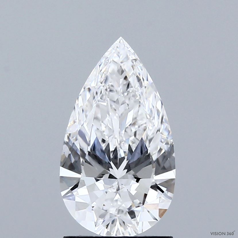 1.50 Carat Pear Shaped, Ideal Cut, D Color, VVS2 Clarity, IGI Certified Lab Grown Diamond
