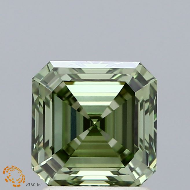 1.87 Carat Asscher Shaped, Ideal Cut, FANCY VIVID GREEN Color, VVS2 Clarity, IGI Certified Lab Grown Diamond