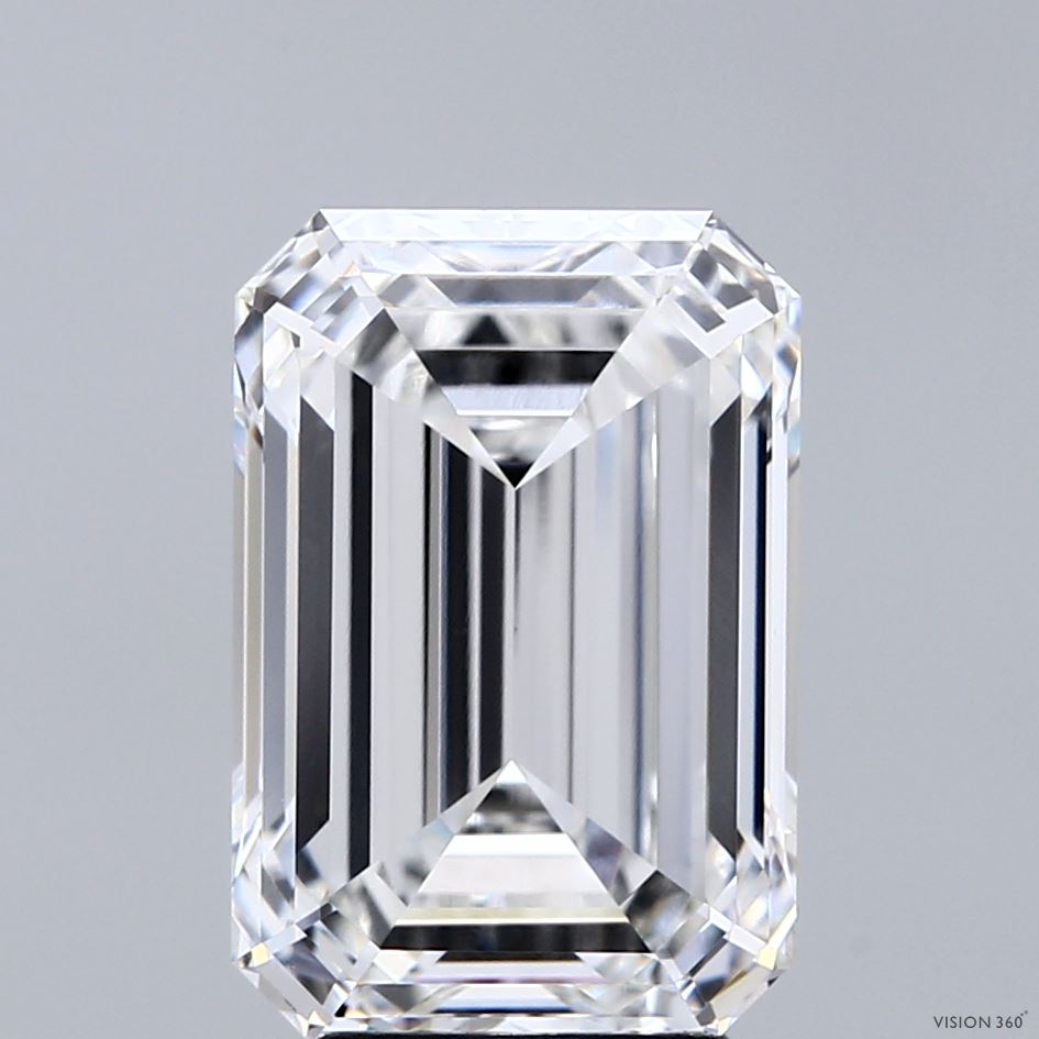 5.02 Carat Emerald Shaped, Ideal Cut, F Color, VS1 Clarity, IGI Certified Lab Grown Diamond