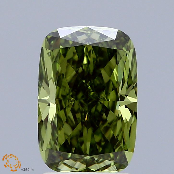 2.12 Carat Cushion Shaped, Ideal Cut, FANCY VIVID GREEN Color, VS1 Clarity, IGI Certified Lab Grown Diamond