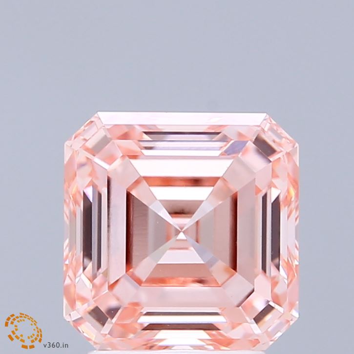 3.01 Carat Asscher Shaped, Ideal Cut, FANCY INTENSE PINK Color, VS1 Clarity, IGI Certified Lab Grown Diamond