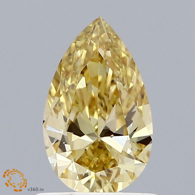 0.92 Carat Pear Shaped, Ideal Cut, FANCY INTENSE YELLOW Color, VS1 Clarity, IGI Certified Lab Grown Diamond