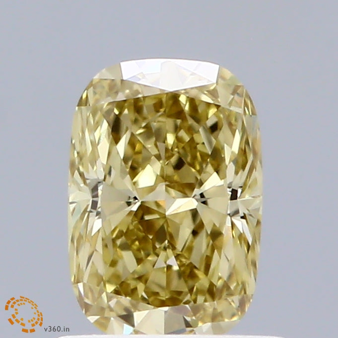 0.78 Carat Cushion Shaped, Excellent Cut, FANCY INTENSE YELLOW Color, VVS2 Clarity, IGI Certified Lab Grown Diamond