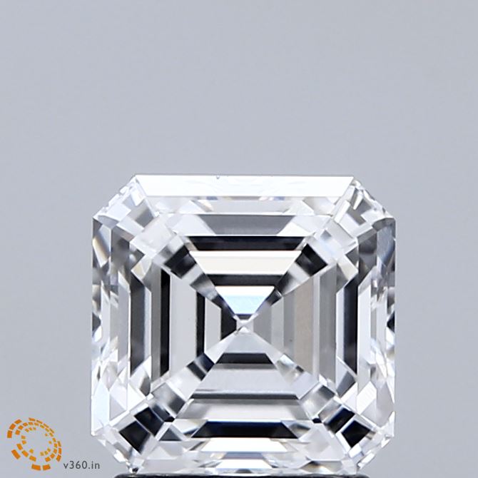 2.03 Carat Asscher Shaped, Ideal Cut, D Color, VVS2 Clarity, IGI Certified Lab Grown Diamond