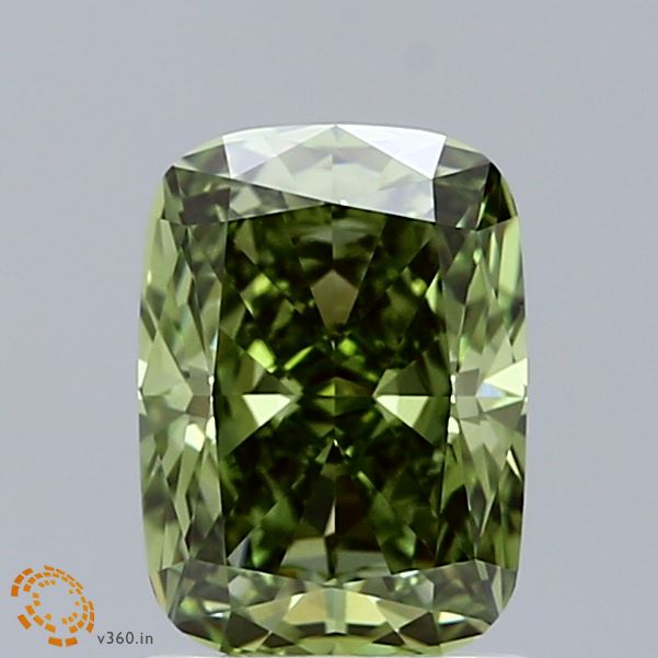 1.51 Carat Cushion Shaped, Ideal Cut, FANCY VIVID GREEN Color, VVS2 Clarity, IGI Certified Lab Grown Diamond