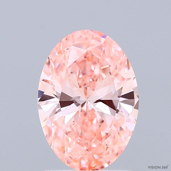 1.52 Carat Oval Shaped, Ideal Cut, FANCY VIVID PINK Color, VVS2 Clarity, IGI Certified Lab Grown Diamond