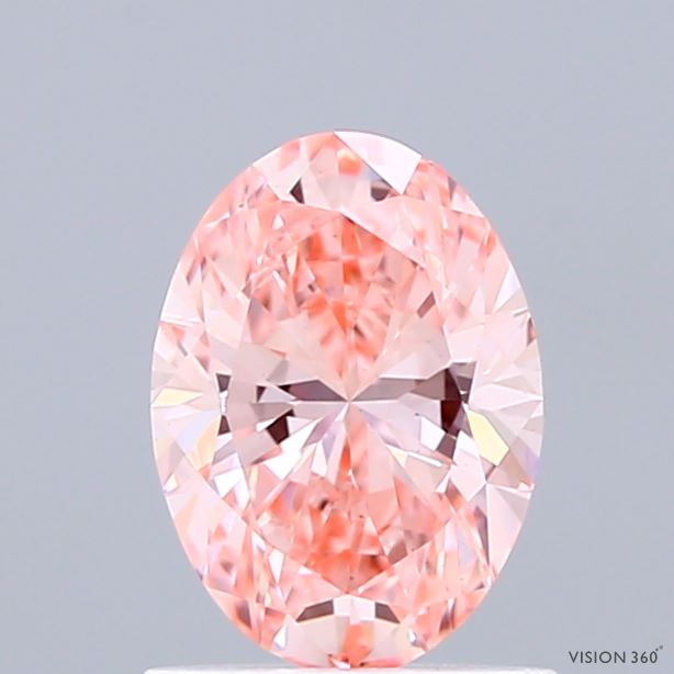 0.95 Carat Oval Shaped, Ideal Cut, FANCY VIVID PINK Color, VS1 Clarity, IGI Certified Lab Grown Diamond