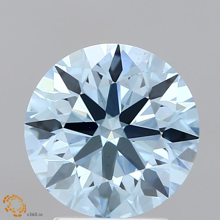 2.89 Carat Round Shaped, Ideal Cut, FANCY INTENSE BLUE Color, VS2 Clarity, IGI Certified Lab Grown Diamond