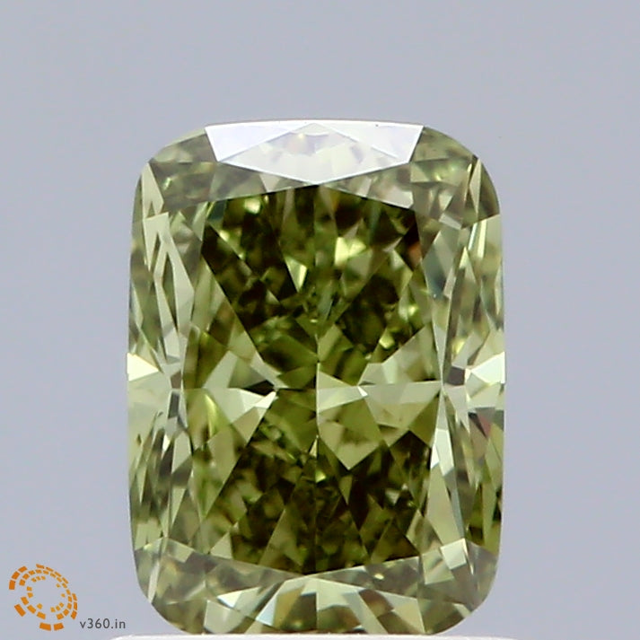 1.01 Carat Cushion Shaped, Very Good Cut, FANCY VIVID GREEN Color, VS1 Clarity, IGI Certified Lab Grown Diamond