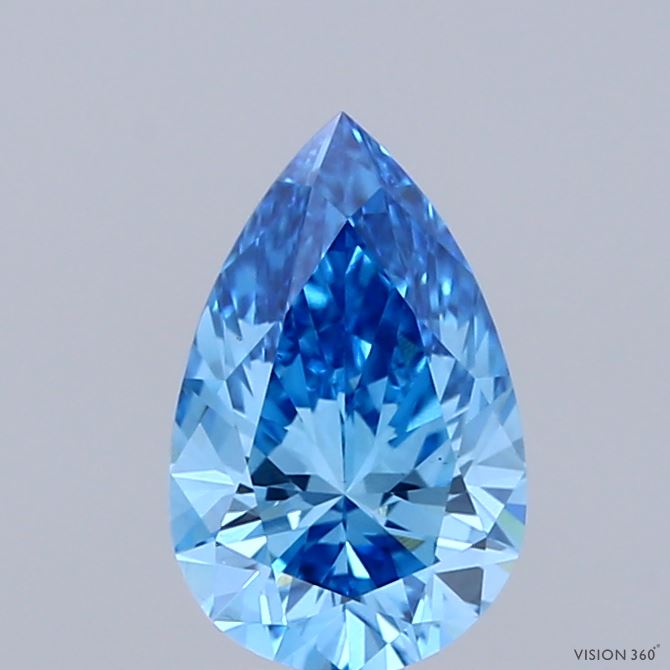 1.02 Carat Pear Shaped, Ideal Cut, FANCY VIVID BLUE Color, VS1 Clarity, IGI Certified Lab Grown Diamond