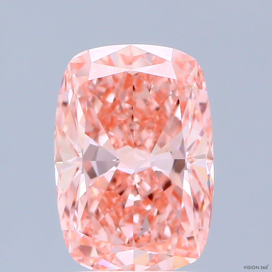 1.93 Carat Cushion Shaped, Ideal Cut, FANCY VIVID PINK Color, VVS2 Clarity, IGI Certified Lab Grown Diamond