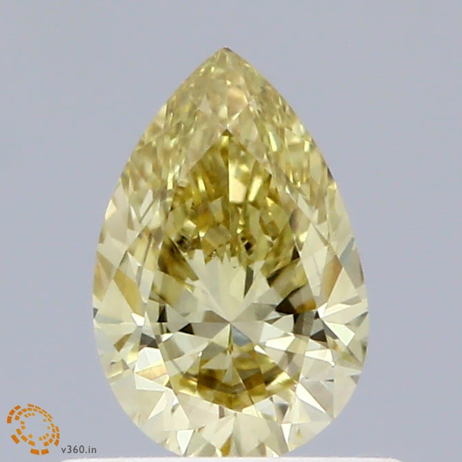 0.61 Carat Pear Shaped, Excellent Cut, FANCY INTENSE YELLOW Color, VS2 Clarity, IGI Certified Lab Grown Diamond