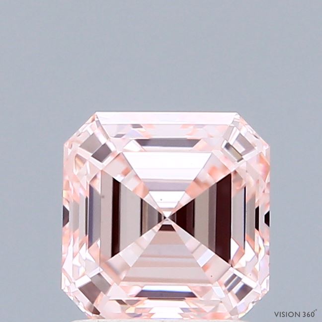 1.56 Carat Asscher Shaped, Ideal Cut, FANCY INTENSE PINK Color, VS1 Clarity, IGI Certified Lab Grown Diamond