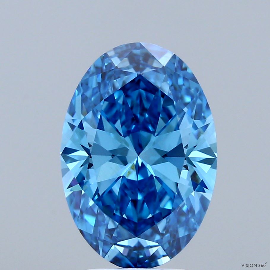 3.01 Carat Oval Shaped, Ideal Cut, FANCY VIVID BLUE Color, VVS2 Clarity, IGI Certified Lab Grown Diamond