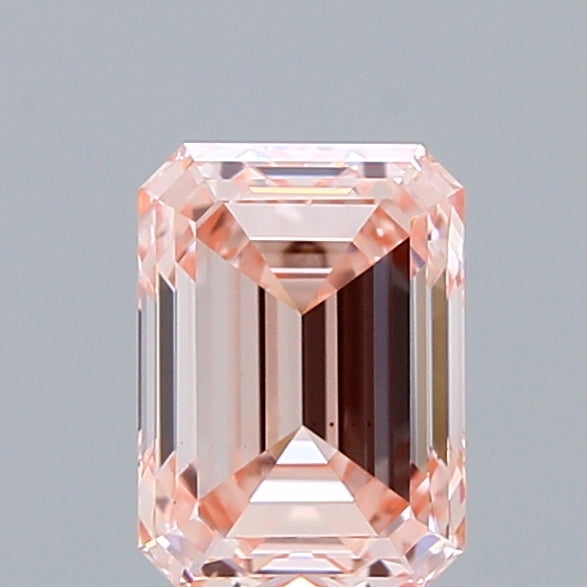 1.35 Carat Emerald Shaped, Ideal Cut, FANCY INTENSE PINK Color, VS1 Clarity, IGI Certified Lab Grown Diamond
