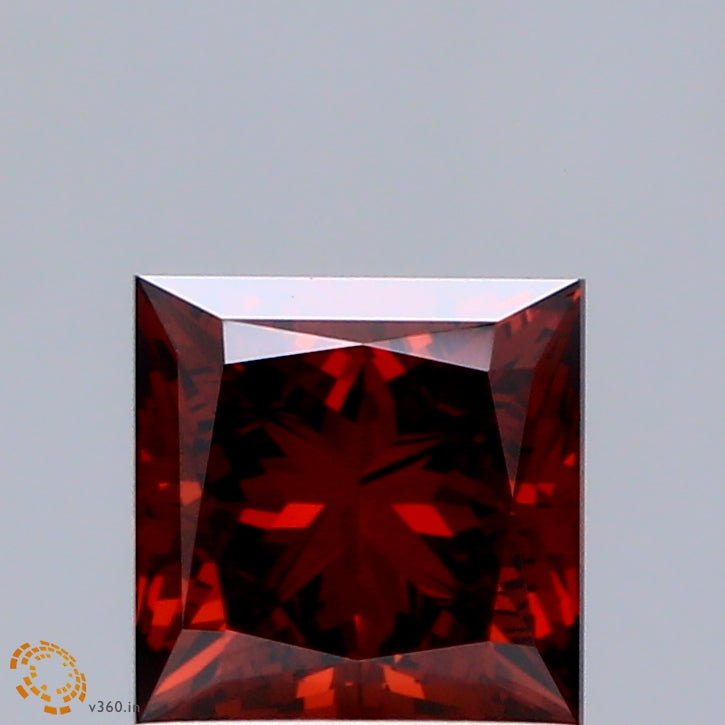 1.00 Carat Princess Shaped, Ideal Cut, FANCY DEEP ORANGE Color, VS1 Clarity, IGI Certified Lab Grown Diamond