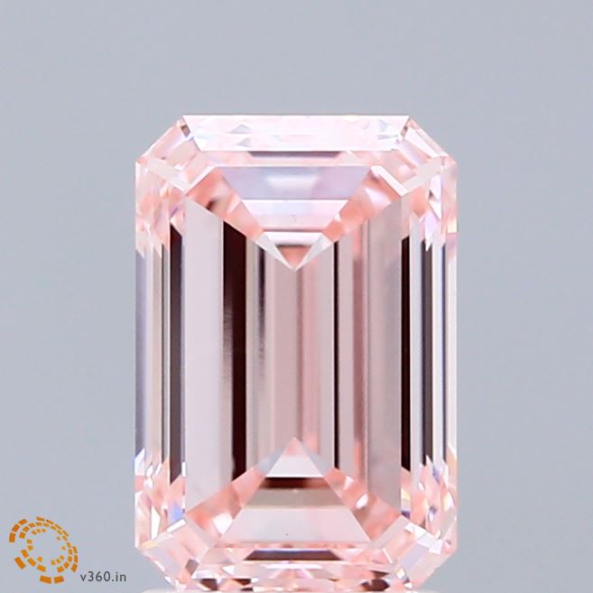 2.01 Carat Emerald Shaped, Excellent Cut, FANCY INTENSE PINK Color, VS1 Clarity, IGI Certified Lab Grown Diamond