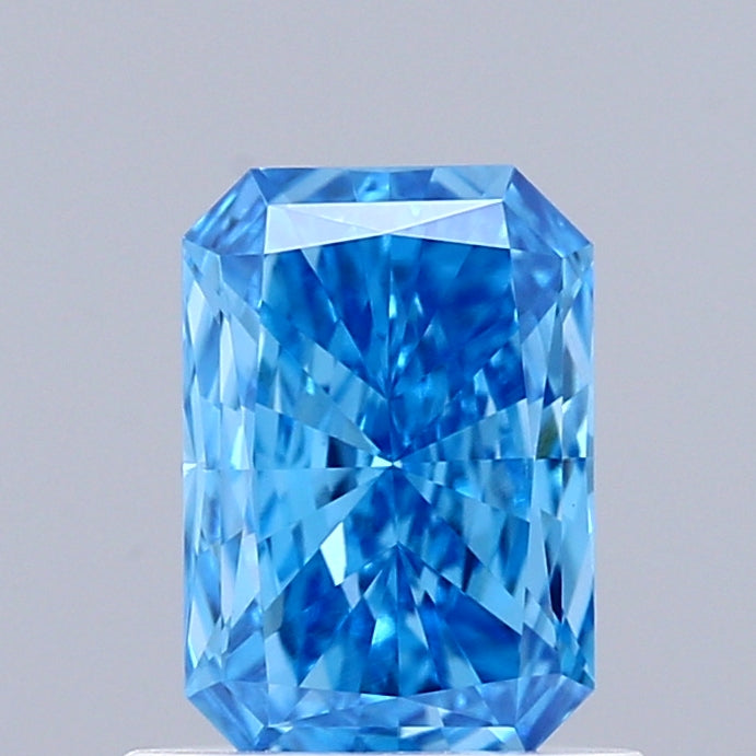 0.72 Carat Radiant Shaped, Very Good Cut, FANCY VIVID BLUE Color, VS1 Clarity, IGI Certified Lab Grown Diamond