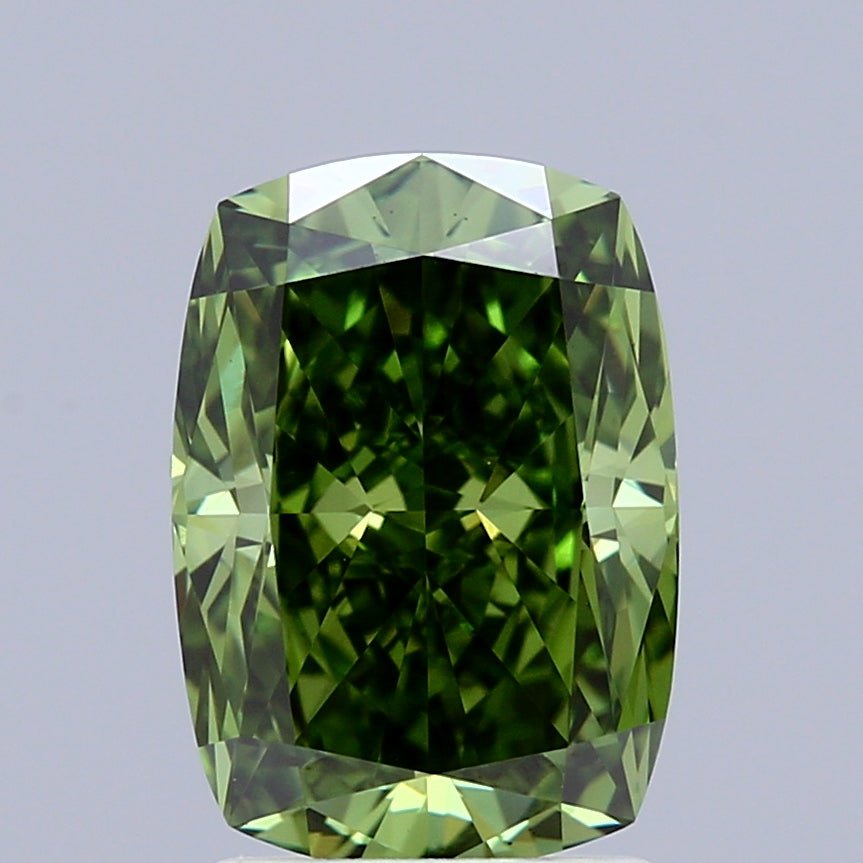 2.08 Carat Cushion Shaped, Ideal Cut, FANCY VIVID GREEN Color, VS1 Clarity, IGI Certified Lab Grown Diamond