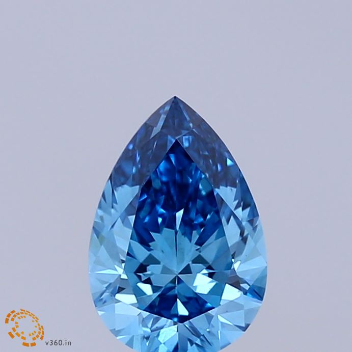 1.04 Carat Pear Shaped, Ideal Cut, FANCY VIVID BLUE Color, VS1 Clarity, IGI Certified Lab Grown Diamond