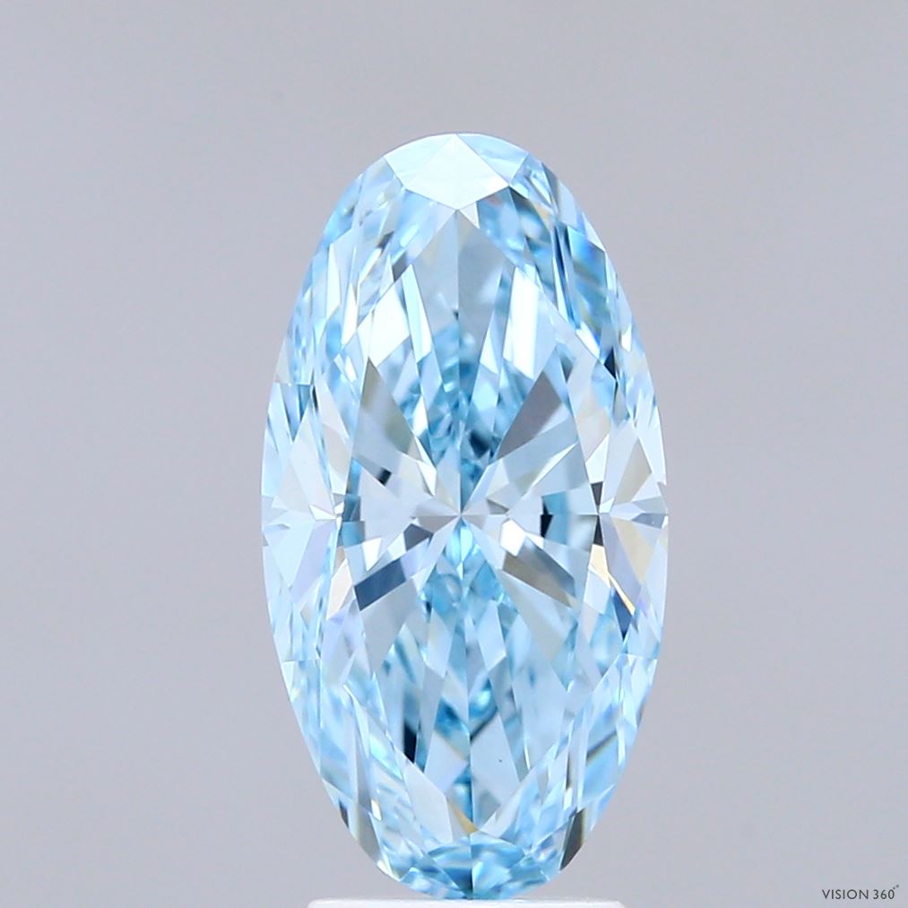 3.01 Carat Oval Shaped, Very Good Cut, FANCY VIVID BLUE Color, VVS2 Clarity, IGI Certified Lab Grown Diamond