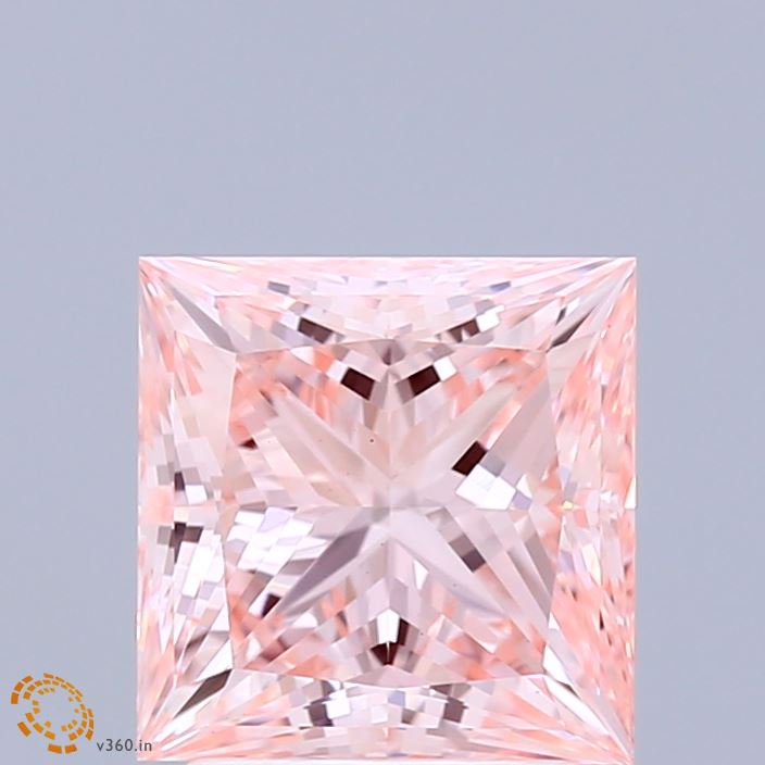 2.52 Carat Princess Shaped, Ideal Cut, FANCY INTENSE PINK Color, VS1 Clarity, IGI Certified Lab Grown Diamond