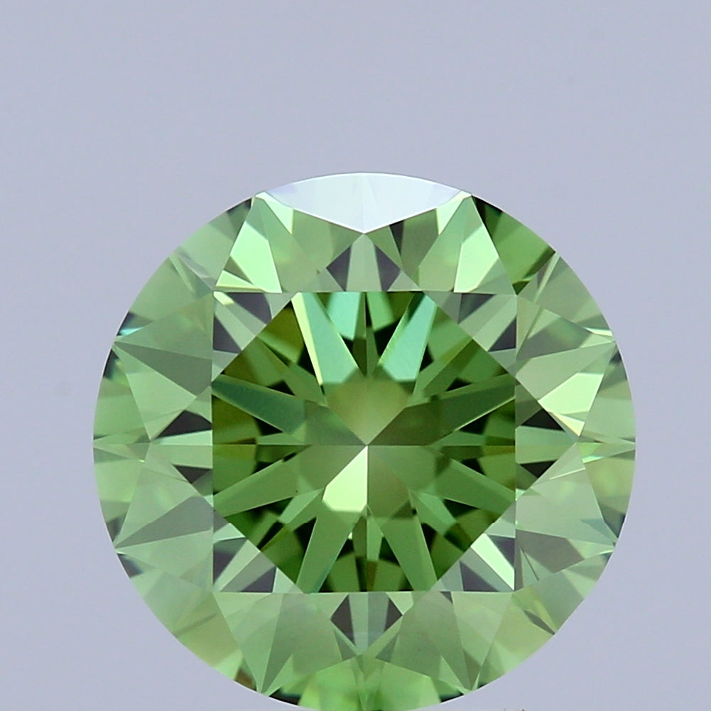 3.45 Carat Round Shaped, Excellent Cut, FANCY VIVID GREEN Color, VVS2 Clarity, IGI Certified Lab Grown Diamond