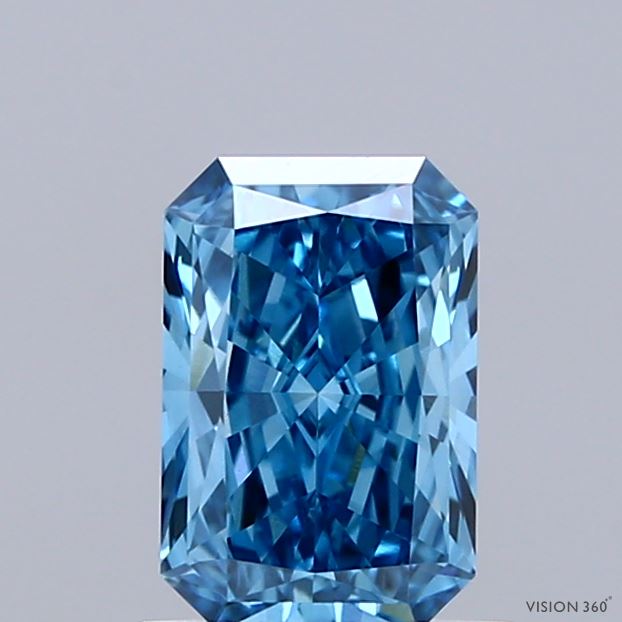 1.01 Carat Radiant Shaped, Ideal Cut, FANCY VIVID BLUE Color, VVS2 Clarity, IGI Certified Lab Grown Diamond
