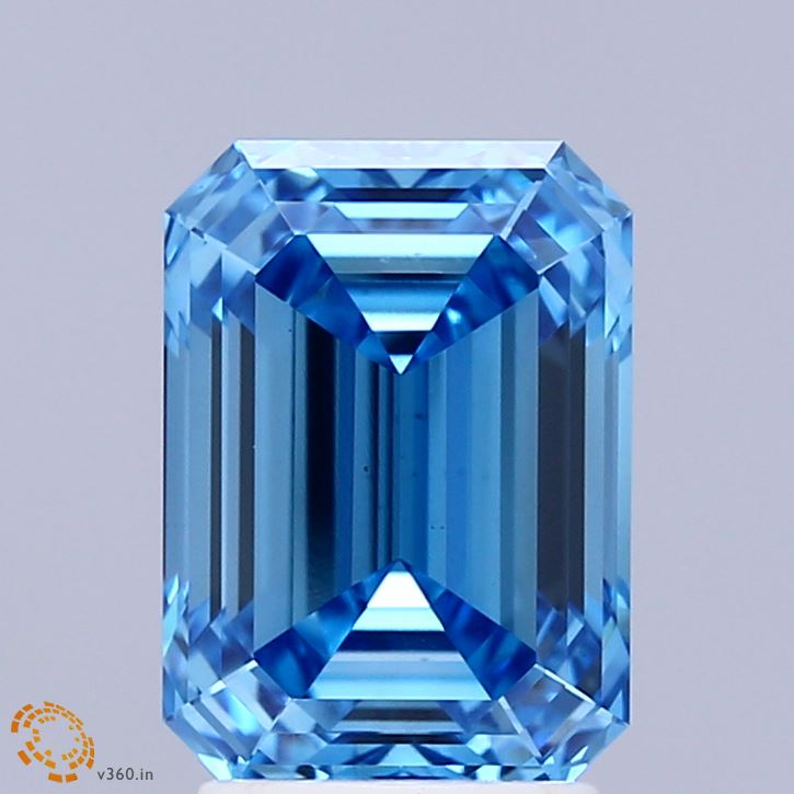 3.10 Carat Emerald Shaped, Ideal Cut, FANCY VIVID BLUE Color, VS1 Clarity, IGI Certified Lab Grown Diamond