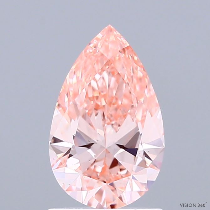 1.08 Carat Pear Shaped, Ideal Cut, FANCY VIVID PINK Color, VS2 Clarity, IGI Certified Lab Grown Diamond