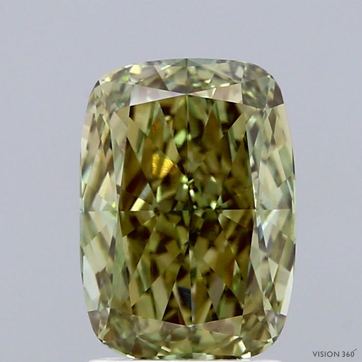 2.15 Carat Cushion Shaped, Ideal Cut, FANCY VIVID GREEN Color, VS1 Clarity, IGI Certified Lab Grown Diamond