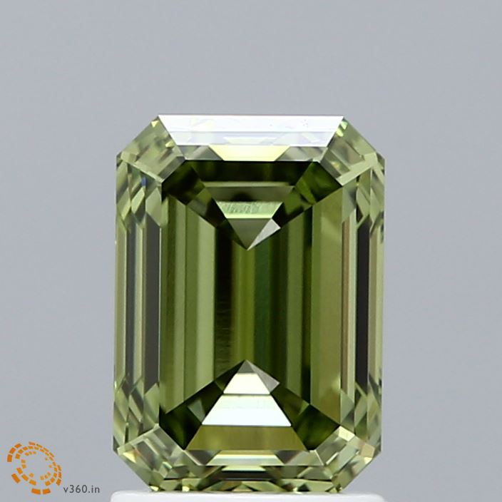 2.05 Carat Emerald Shaped, Ideal Cut, FANCY INTENSE GREEN Color, VVS2 Clarity, IGI Certified Lab Grown Diamond