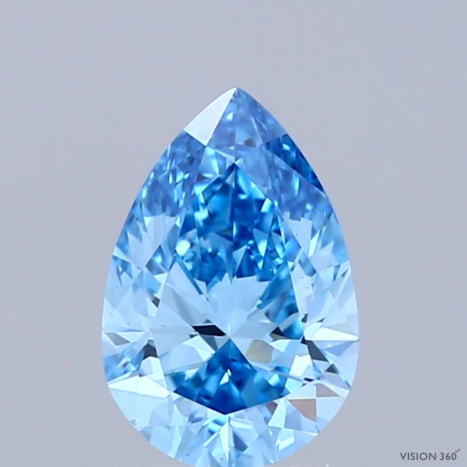 1.08 Carat Pear Shaped, Ideal Cut, FANCY VIVID BLUE Color, VS1 Clarity, IGI Certified Lab Grown Diamond